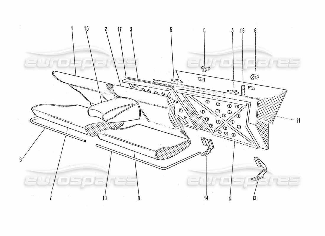 ferrari 365 gtc4 (coachwork) rücksitze teilediagramm