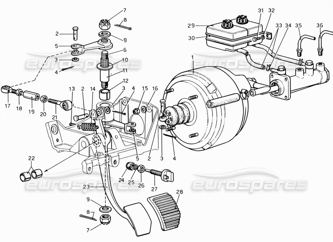 ferrari 206 gt dino (1969) teilediagramm der hydraulischen bremssteuerung