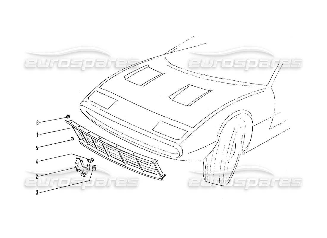 ferrari 365 gtc4 (coachwork) teilediagramm des frontgrills