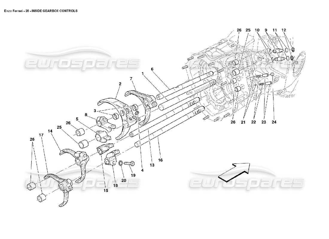 FERRARI ENZO INNERE GETRIEBESTEUERUNG TEILEDIAGRAMM ferrari enzo innere getriebesteuerung teilediagramm