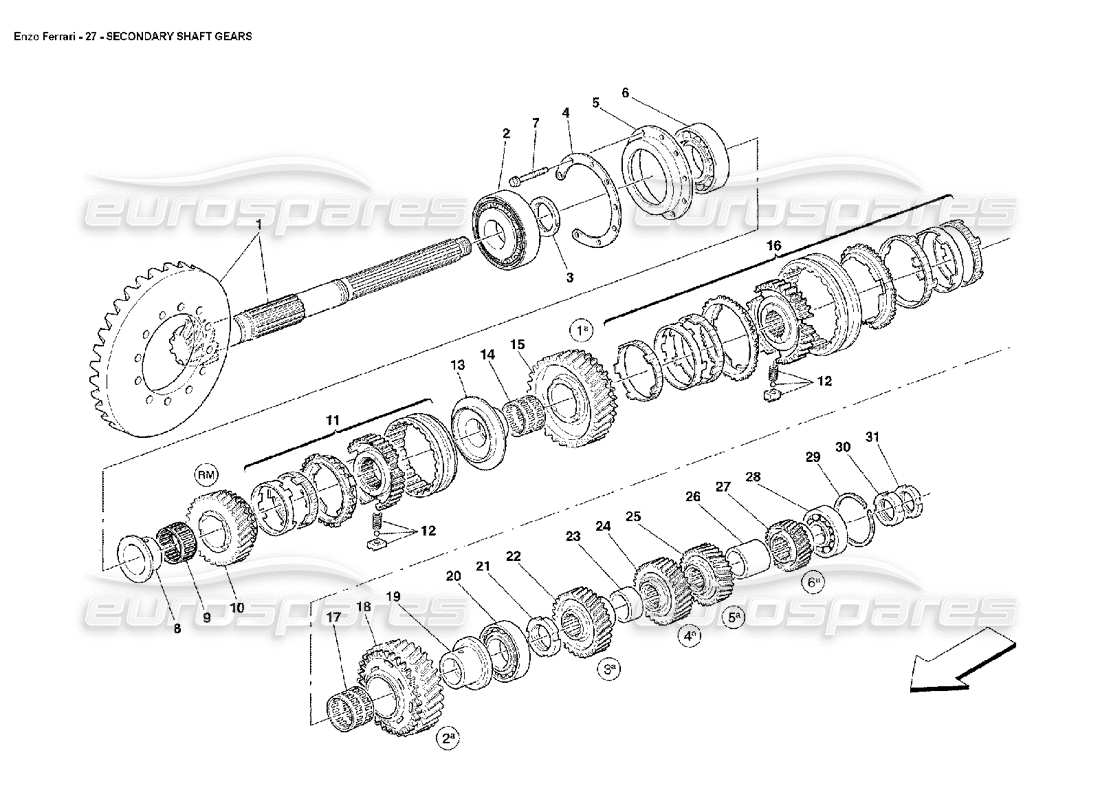 FERRARI ENZO SEKUNDÄRWELLENGETRIEBE TEILEDIAGRAMM ferrari enzo sekundärwellengetriebe teilediagramm