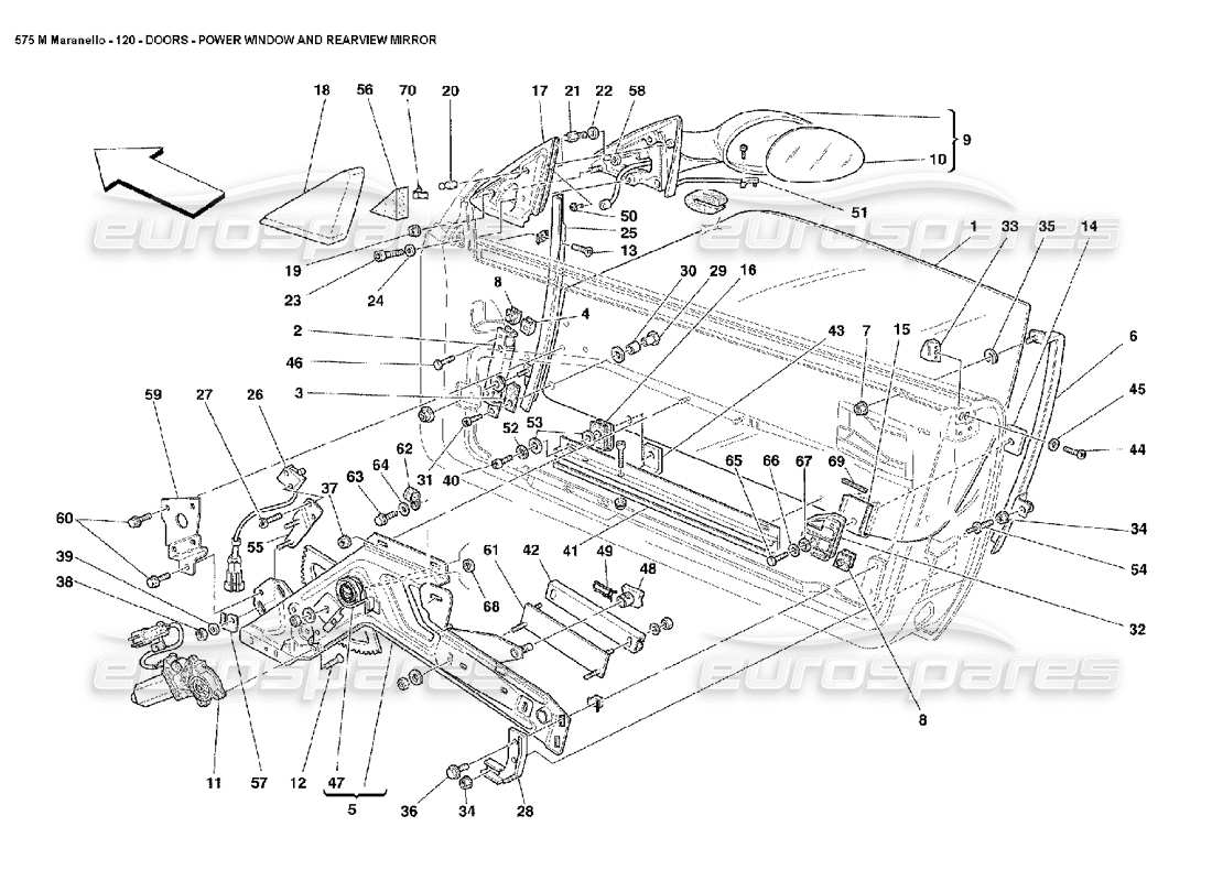 ferrari 575m maranello teilediagramm für elektrische fensterheber und rückspiegel