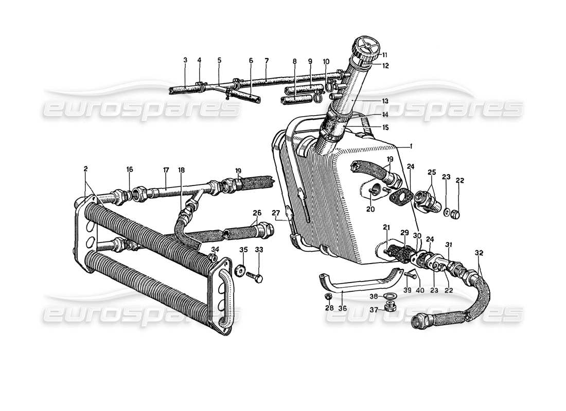 ferrari 275 gtb4 teilediagramm für ölbehälter und leitungen