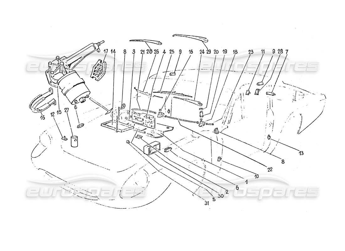 ferrari 365 gt 2+2 (coachwork) teilediagramm für elektrische scheibenwischer