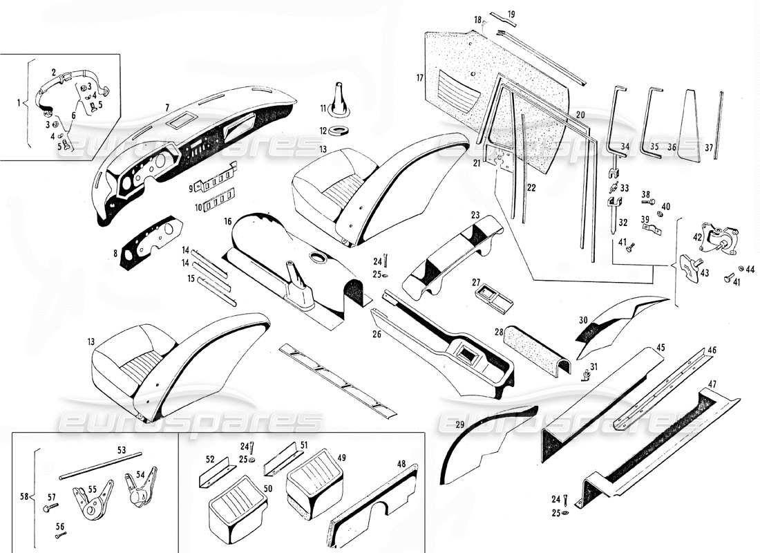 maserati mistral 3.7 body (variations for 109-a) part diagram