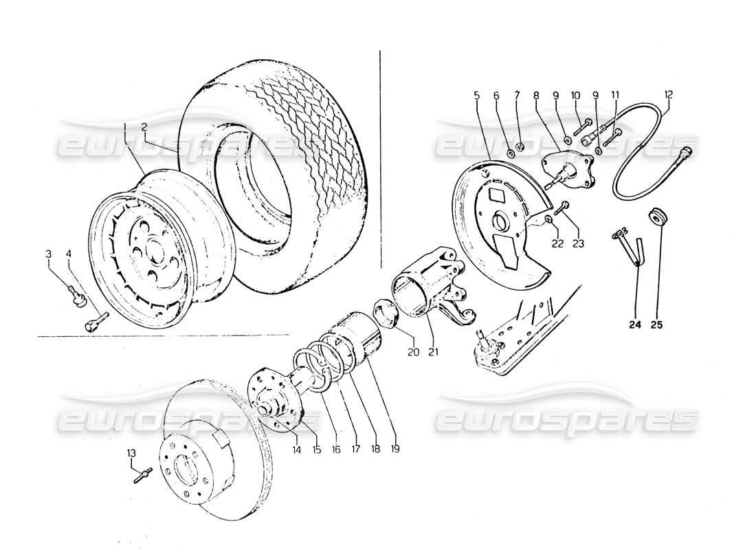 lamborghini urraco p250 / p250s vordere aufhängung teilediagramm