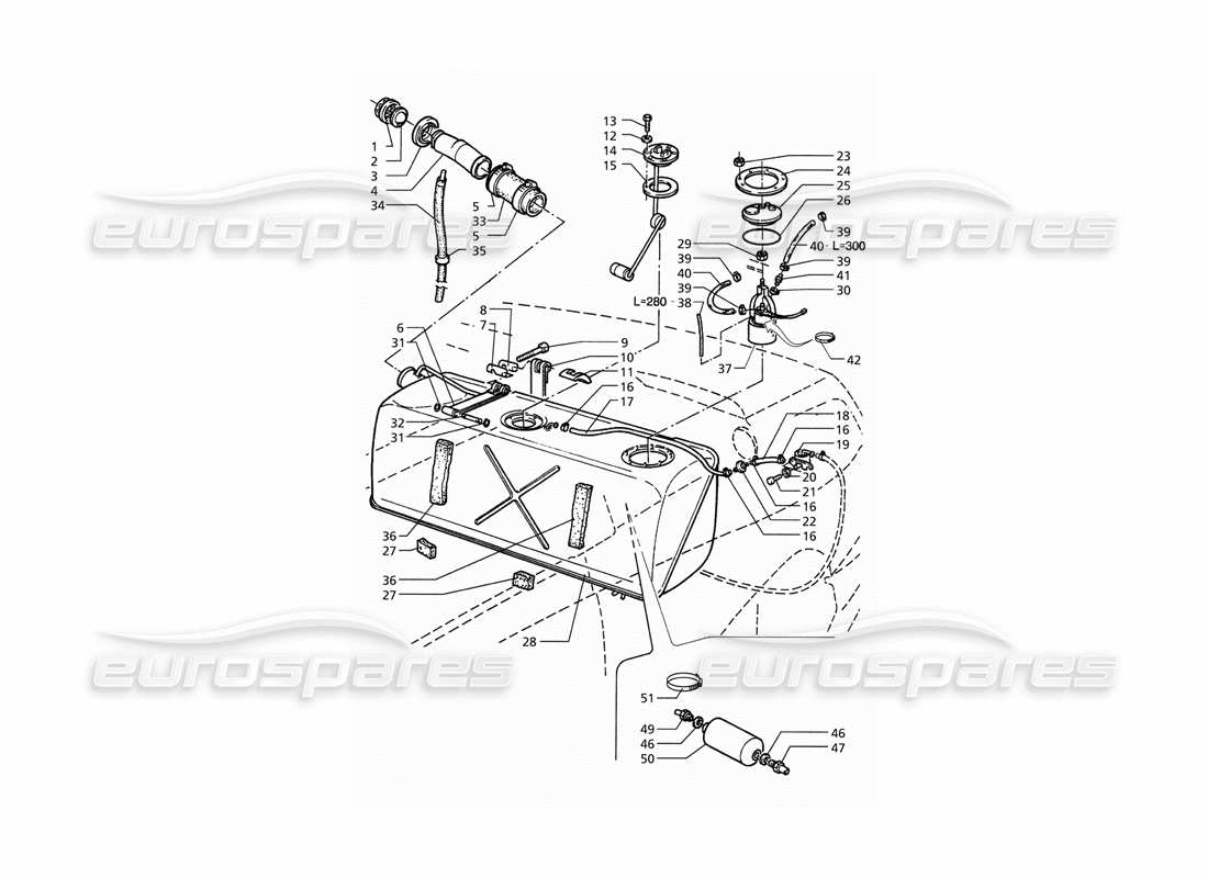 maserati qtp. 3.2 v8 (1999) kraftstofftank (vor modifikation) - teilediagramm