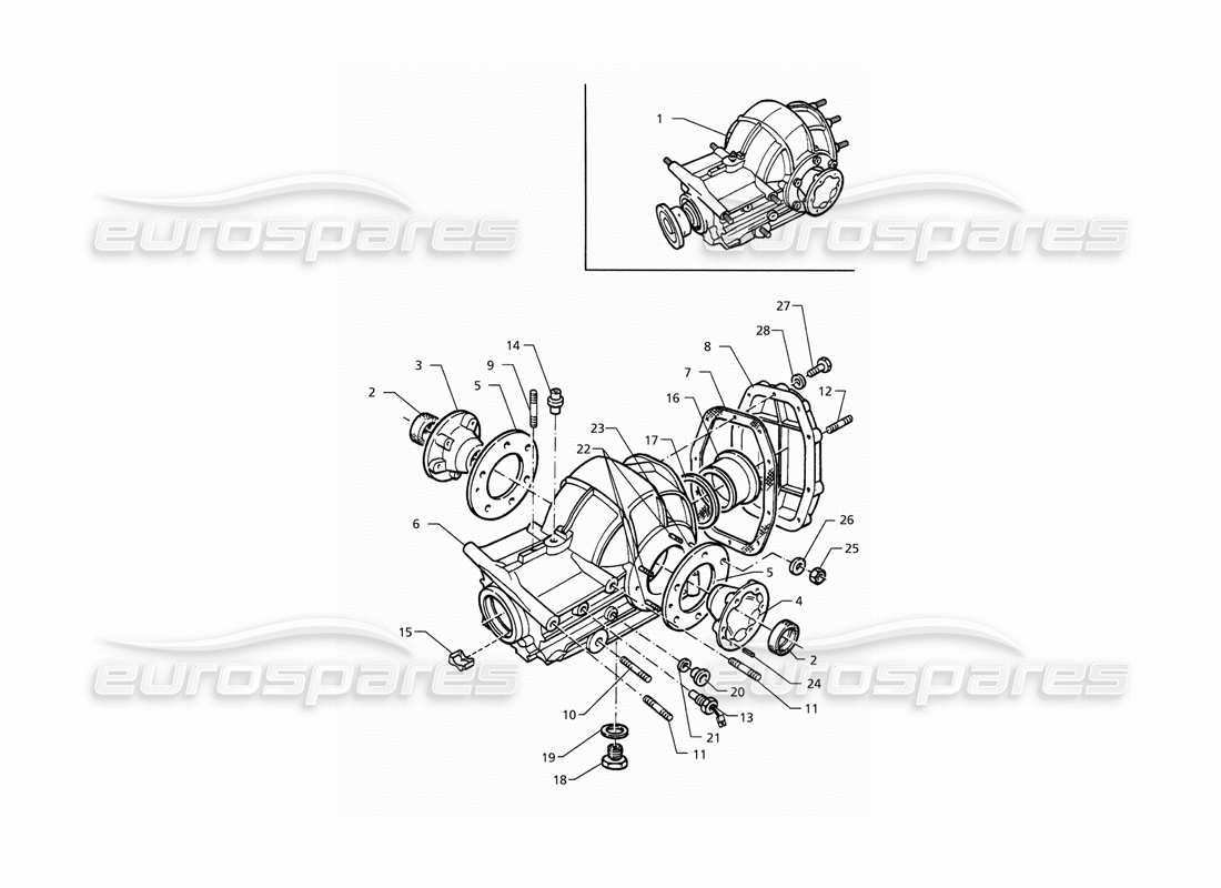 maserati qtp. 3.2 v8 (1999) teilediagramm für externe differentialteile