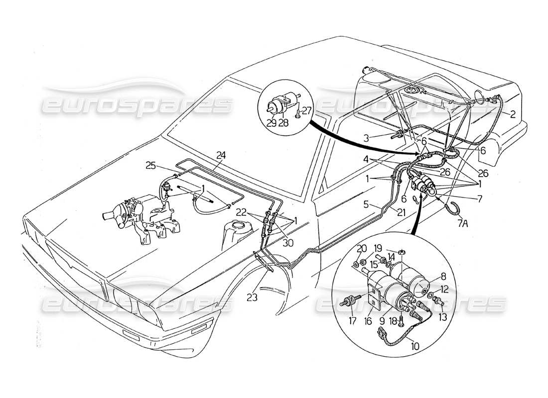 maserati 2.24v kraftstoffleitungen teilediagramm