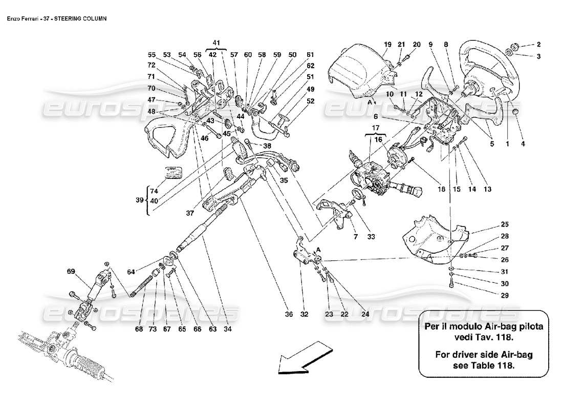 FERRARI ENZO LENKSÄULE TEILEDIAGRAMM ferrari enzo lenksäule teilediagramm