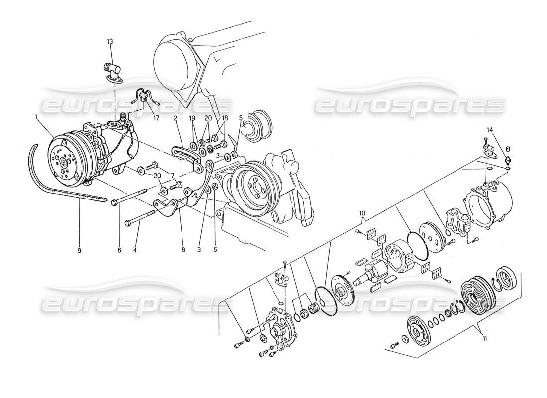 maserati karif 2.8 luftkompressor und halterungen teilediagramm