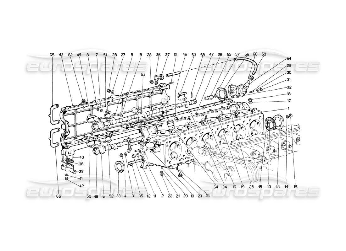 ferrari 512 bb zylinderkopf (rechts) teilediagramm