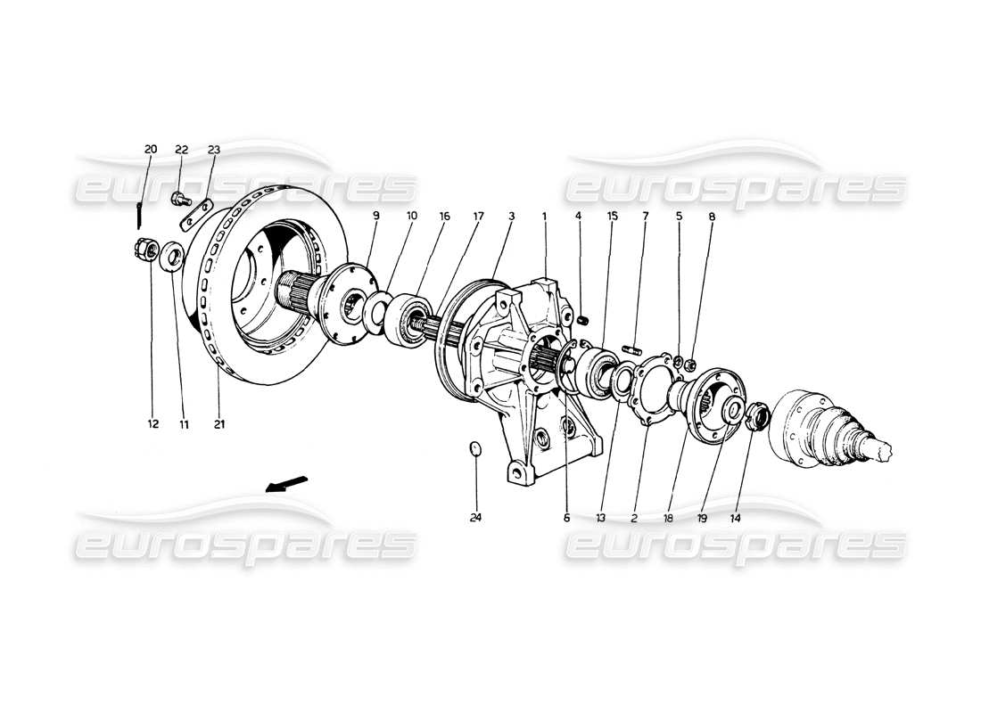 ferrari 512 bb hinterradaufhängung. teilediagramm der bremsscheibe