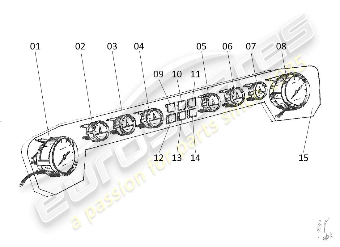 lamborghini urraco p250 / p250s instrumente teilediagramm