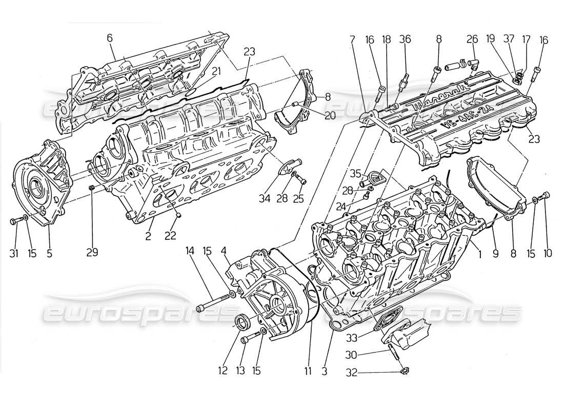 maserati 2.24v zylinderkopf-teilediagramm