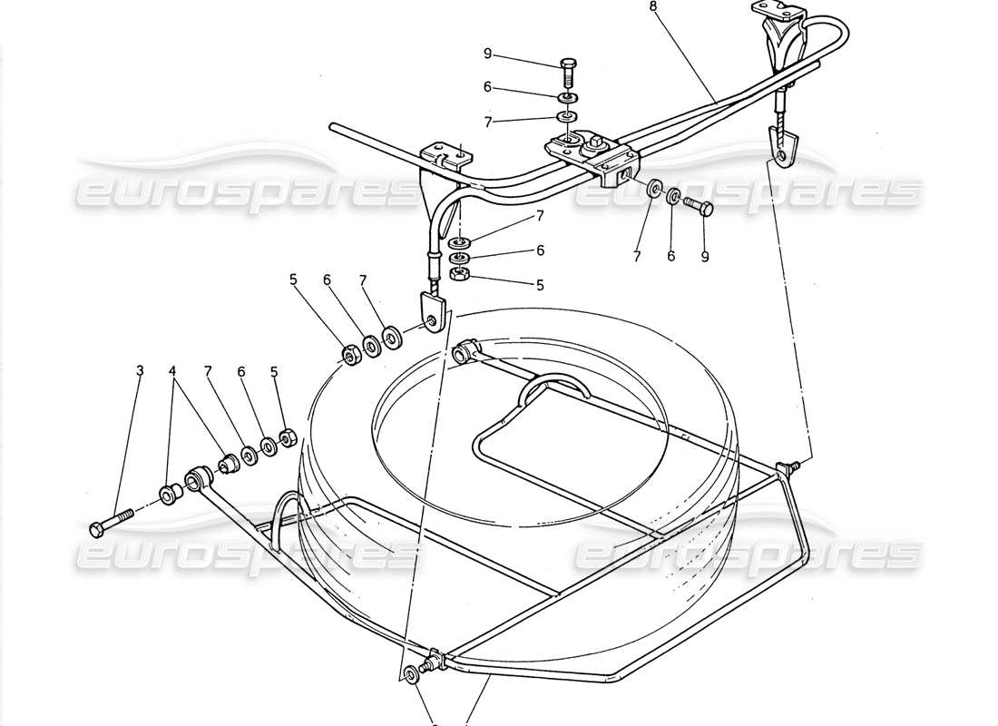 maserati 2.24v teilediagramm der ersatzrad-hebevorrichtung