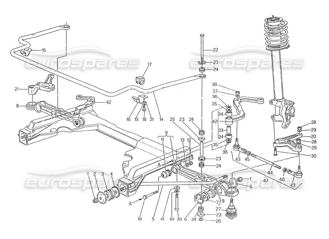 maserati 2.24v vordere aufhängung teilediagramm
