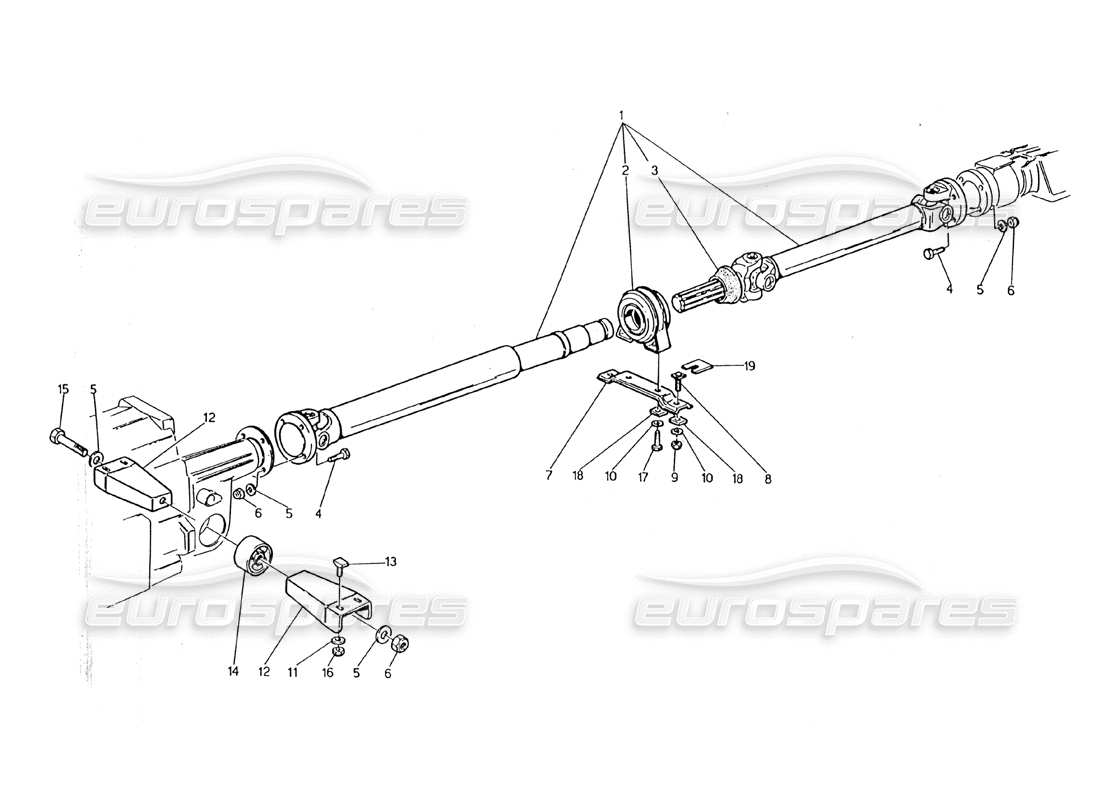 maserati 2.24v teilediagramm für gelenkwelle und träger