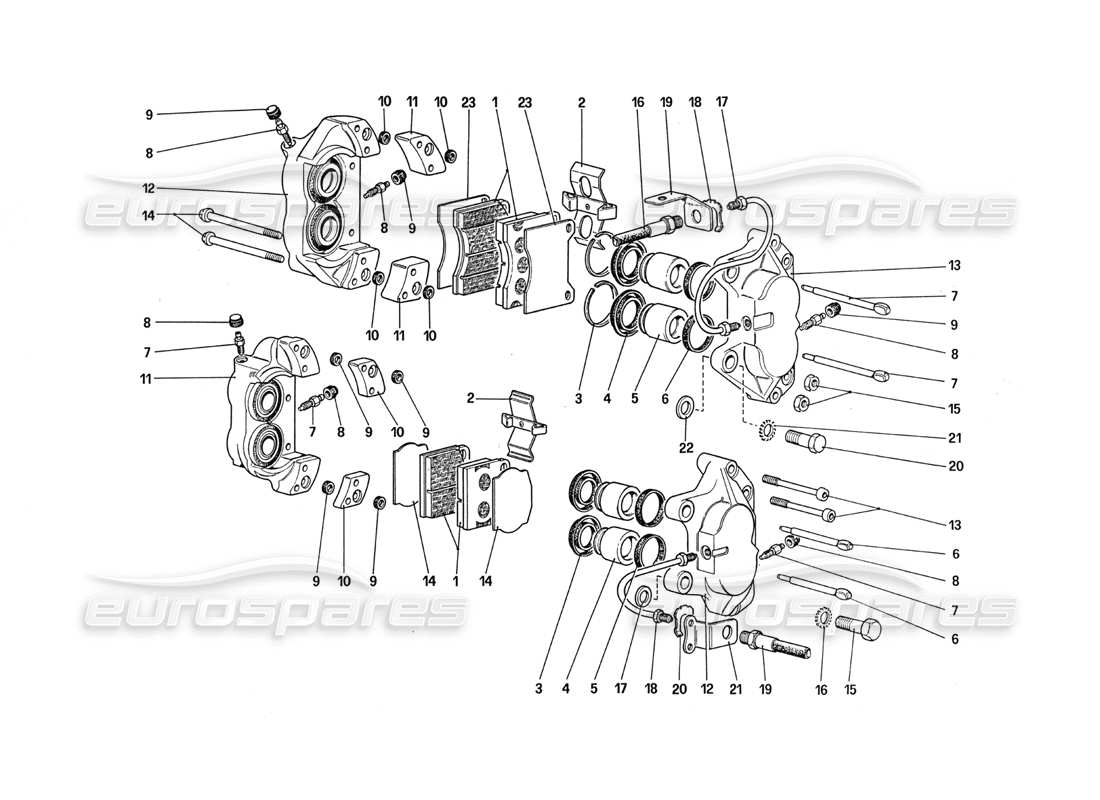 ferrari 288 gto bremssättel für vorder- und hinterradbremsen teilediagramm