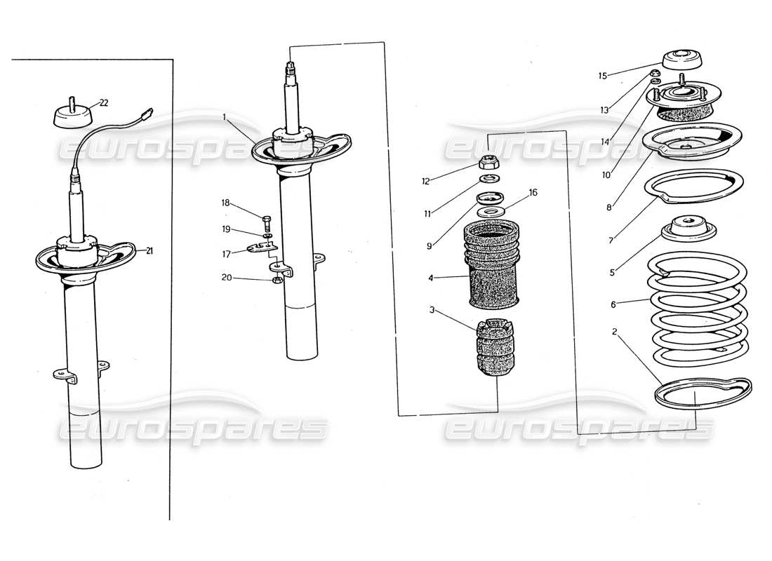 maserati 2.24v vorderer stoßdämpfer teilediagramm