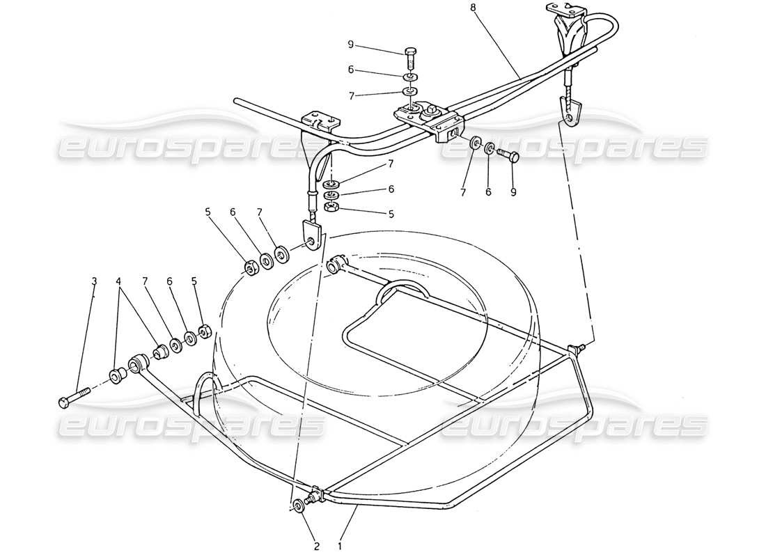 maserati 222 / 222e biturbo teilediagramm der ersatzrad-hebevorrichtung