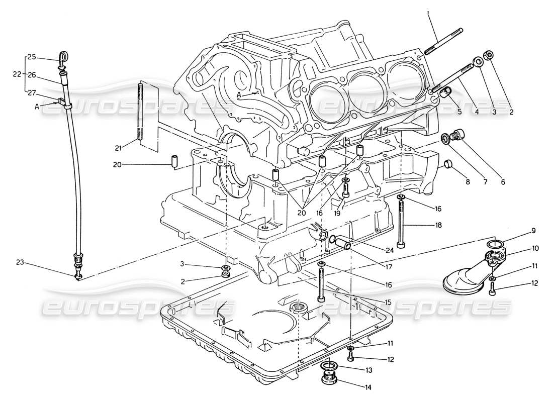 maserati 222 / 222e biturbo befestigungssandblockzubehör - teilediagramm