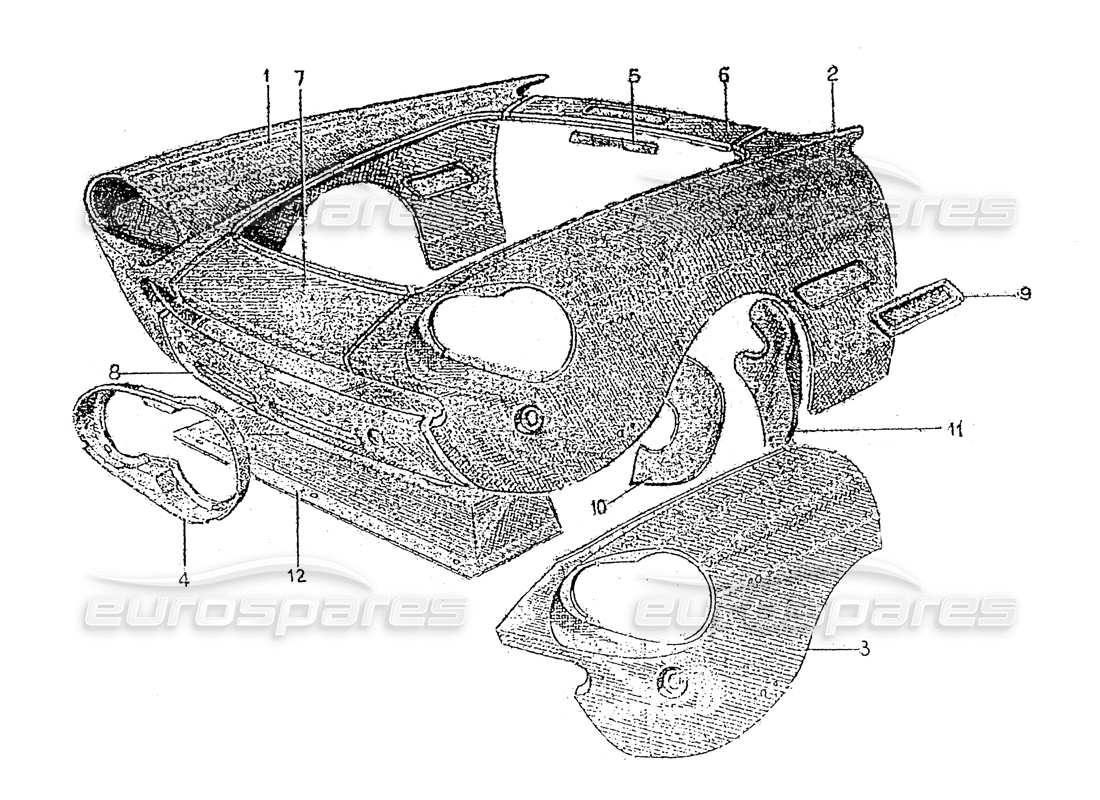 ferrari 330 gt 2+2 (coachwork) front end body panels (edition 1) part diagram