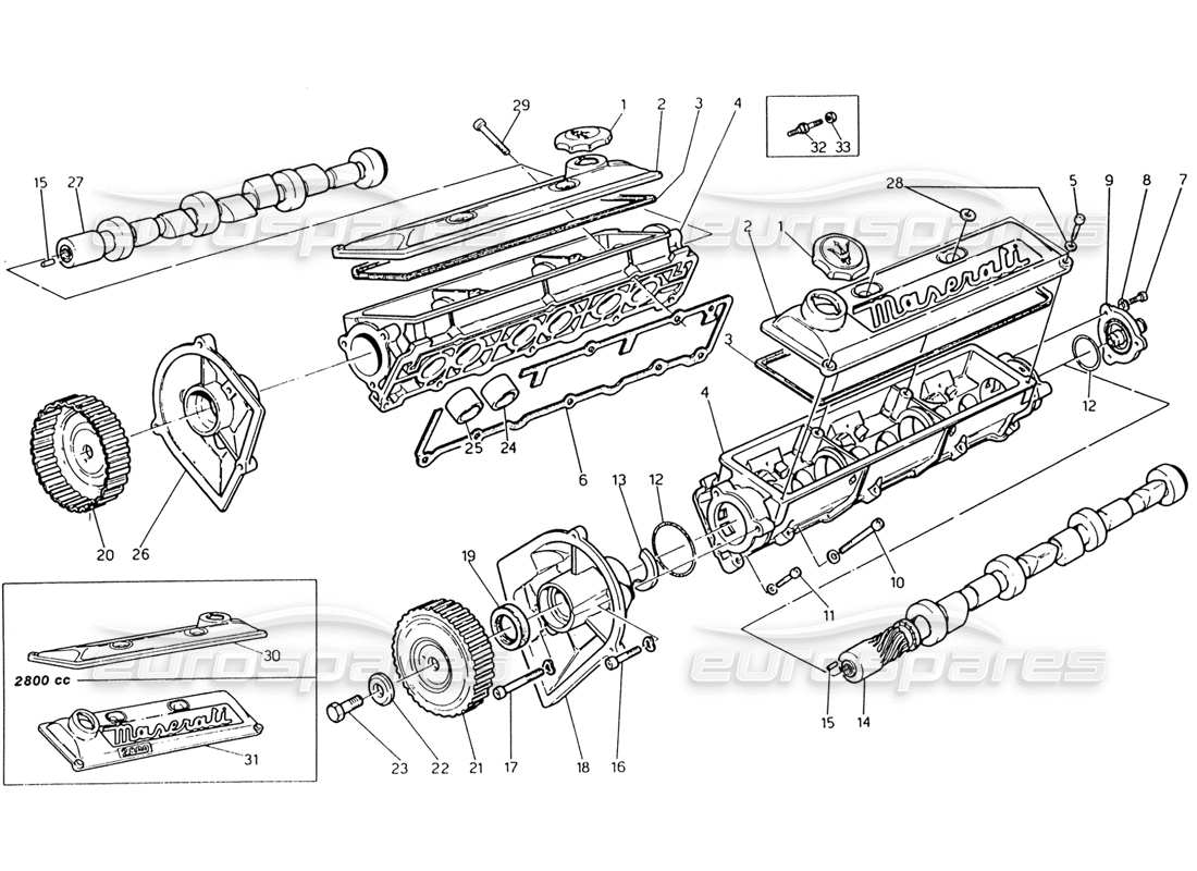 maserati 222 / 222e biturbo timing-teilediagramm