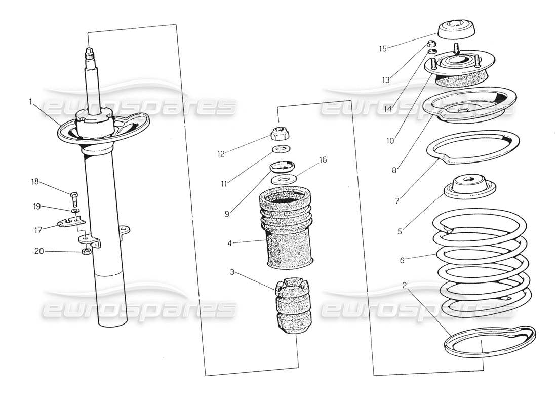 maserati karif 2.8 teilediagramm für vorderen stoßdämpfer