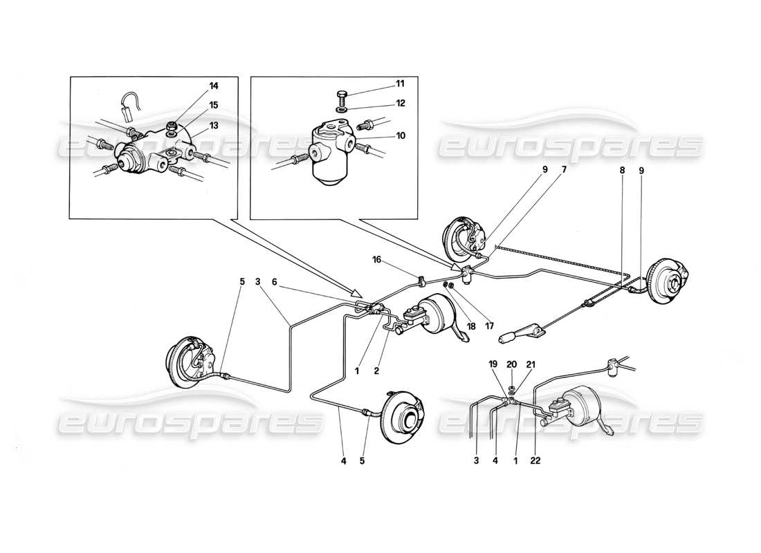 ferrari testarossa (1987) bremssystem teilediagramm