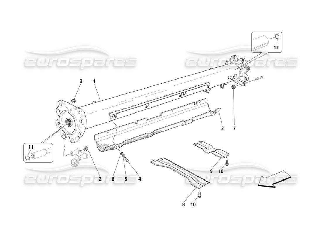 maserati qtp. (2006) 4.2 übertragungsrohr teilediagramm