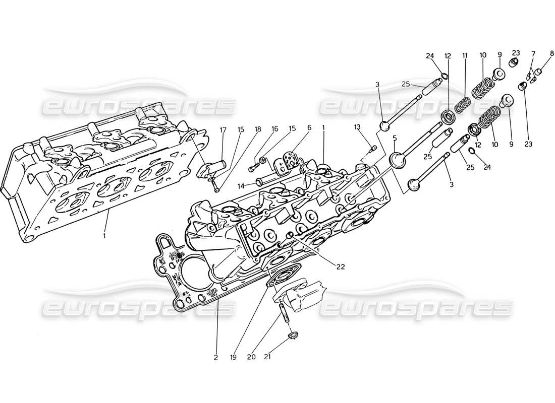 maserati 222 / 222e biturbo zylinderkopf-teilediagramm