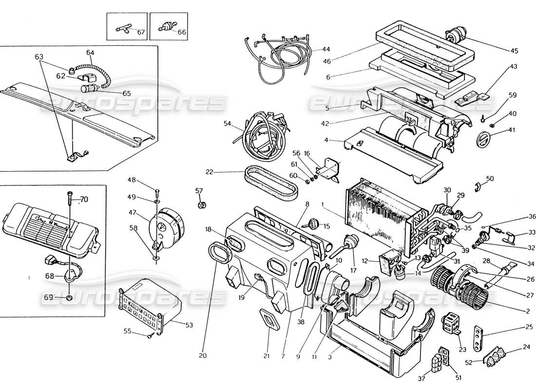 maserati 222 / 222e biturbo teilediagramm für automatische klimaanlage (linkslenkung)