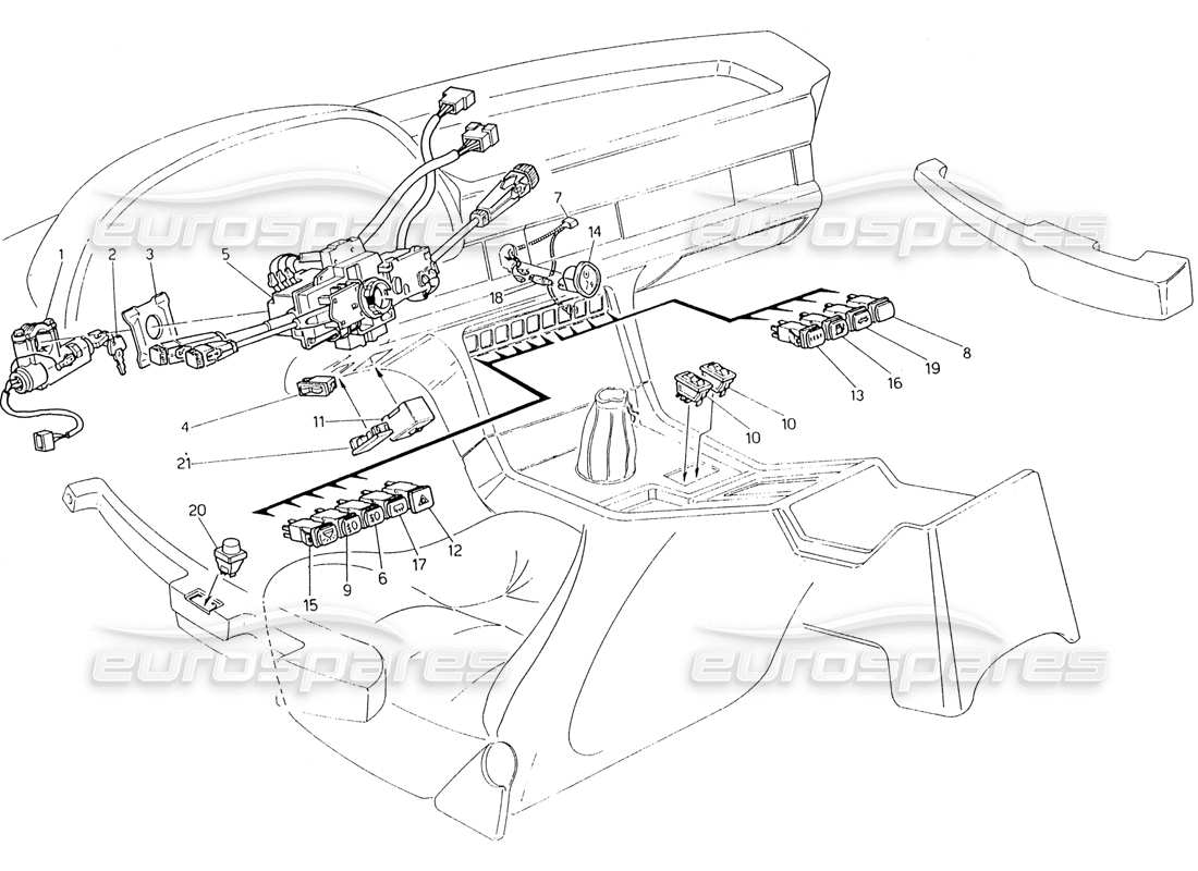 maserati 222 / 222e biturbo schalter und lenkungsteildiagramm