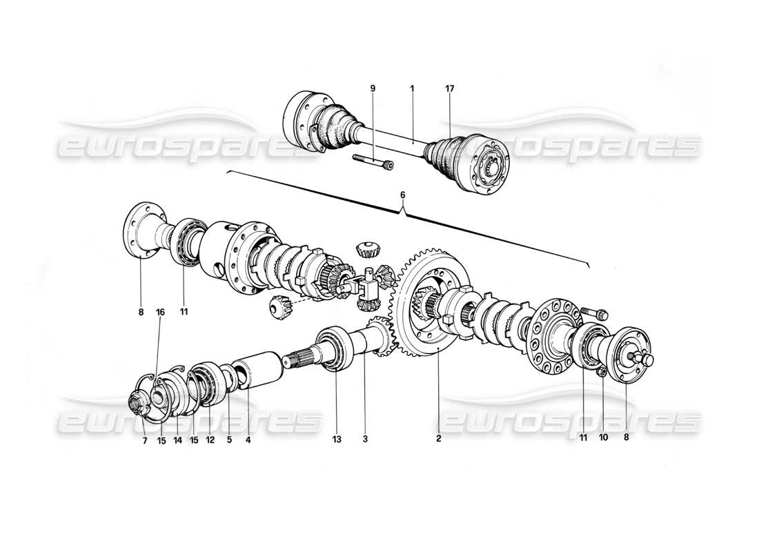 ferrari 412 (mechanical) teilediagramm für differential und achswellen