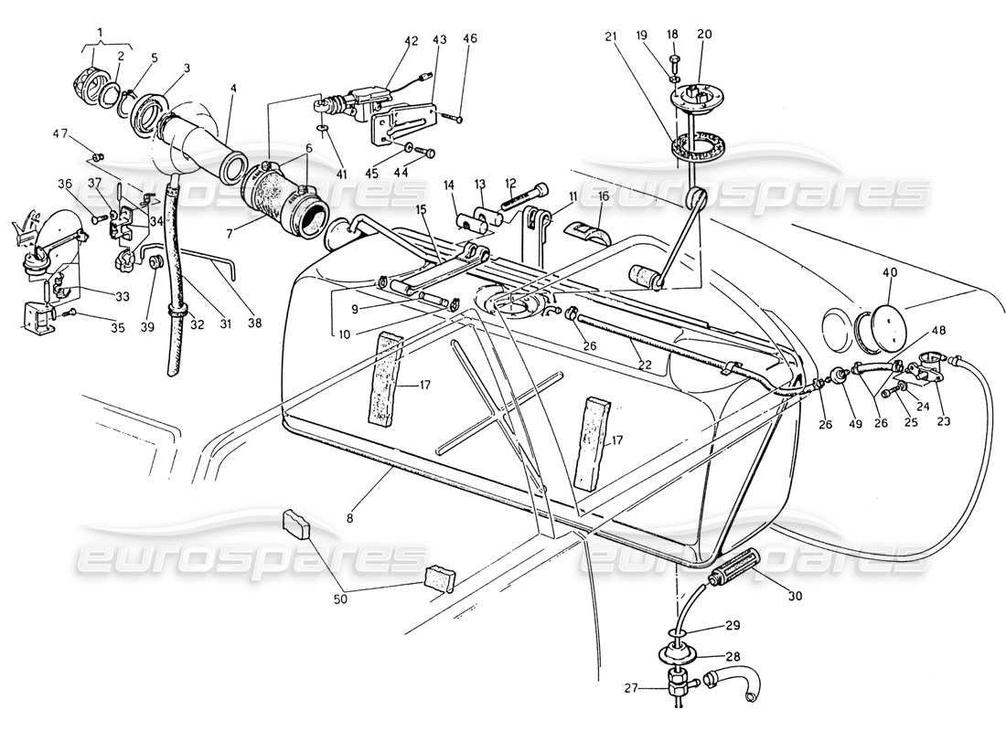 maserati 222 / 222e biturbo kraftstofftank teilediagramm