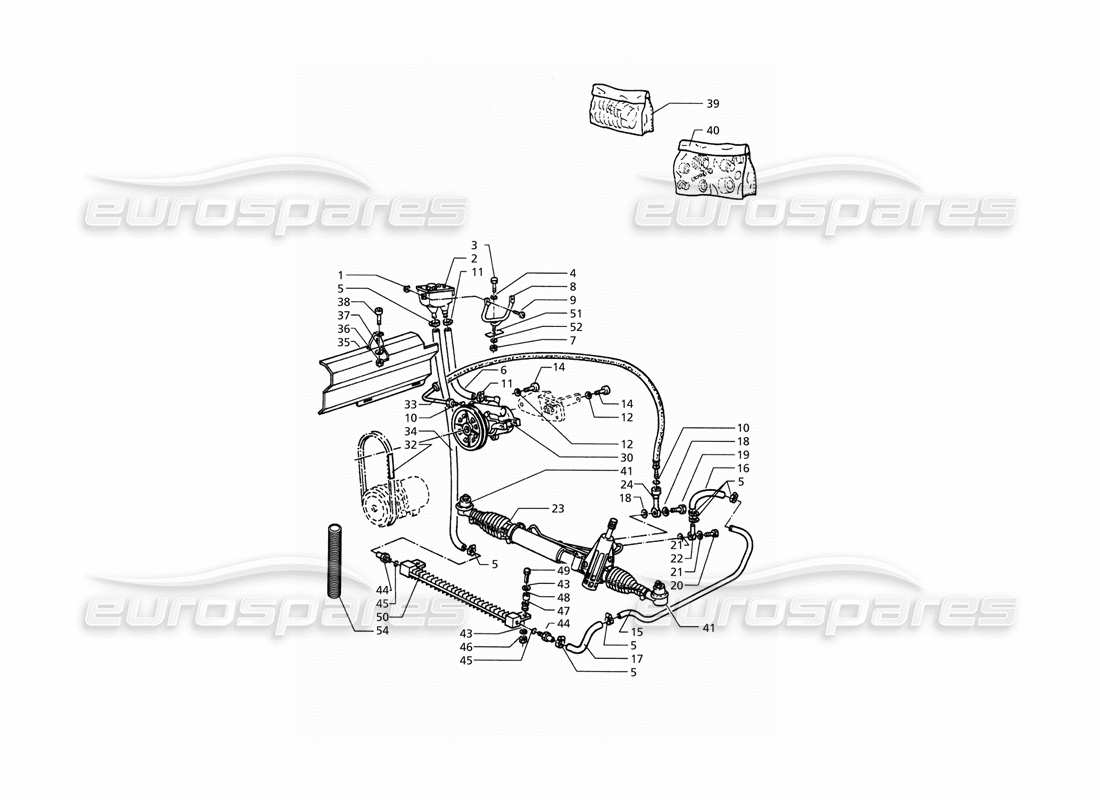 maserati qtp. 3.2 v8 (1999) teilediagramm für servolenkungssystem (linkslenker)