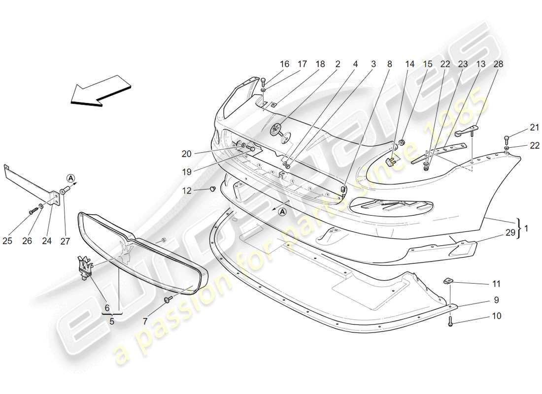 maserati 4200 gransport (2005) frontstoßstange teilediagramm