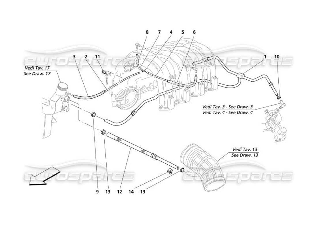 maserati 4200 gransport (2005) teilediagramm des blow-by-systems