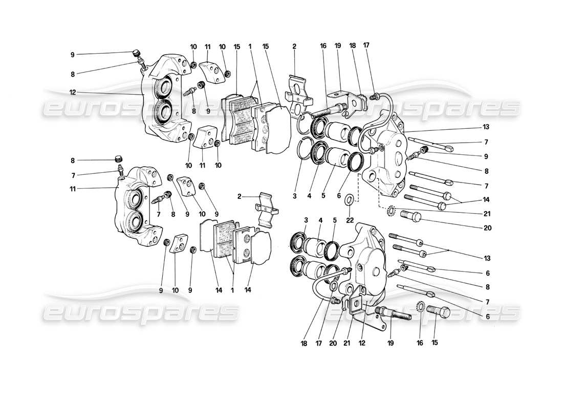ferrari 412 (mechanical) bremssättel für vorder- und hinterradbremsen - teilediagramm