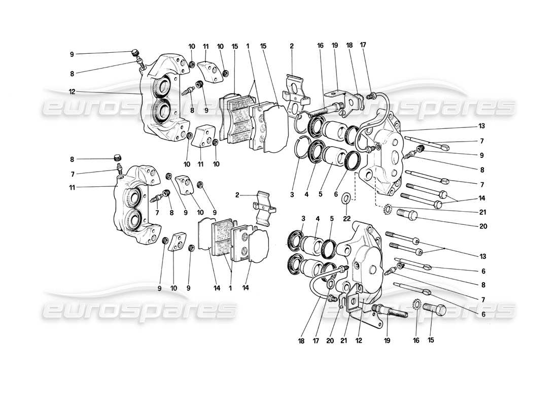 ferrari 412 (mechanical) bremssättel für vorder- und hinterradbremsen teilediagramm