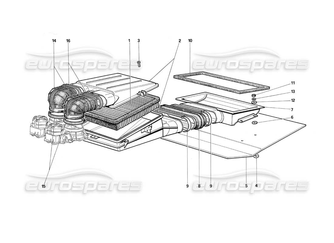ferrari testarossa (1990) teilediagramm lufteinlass