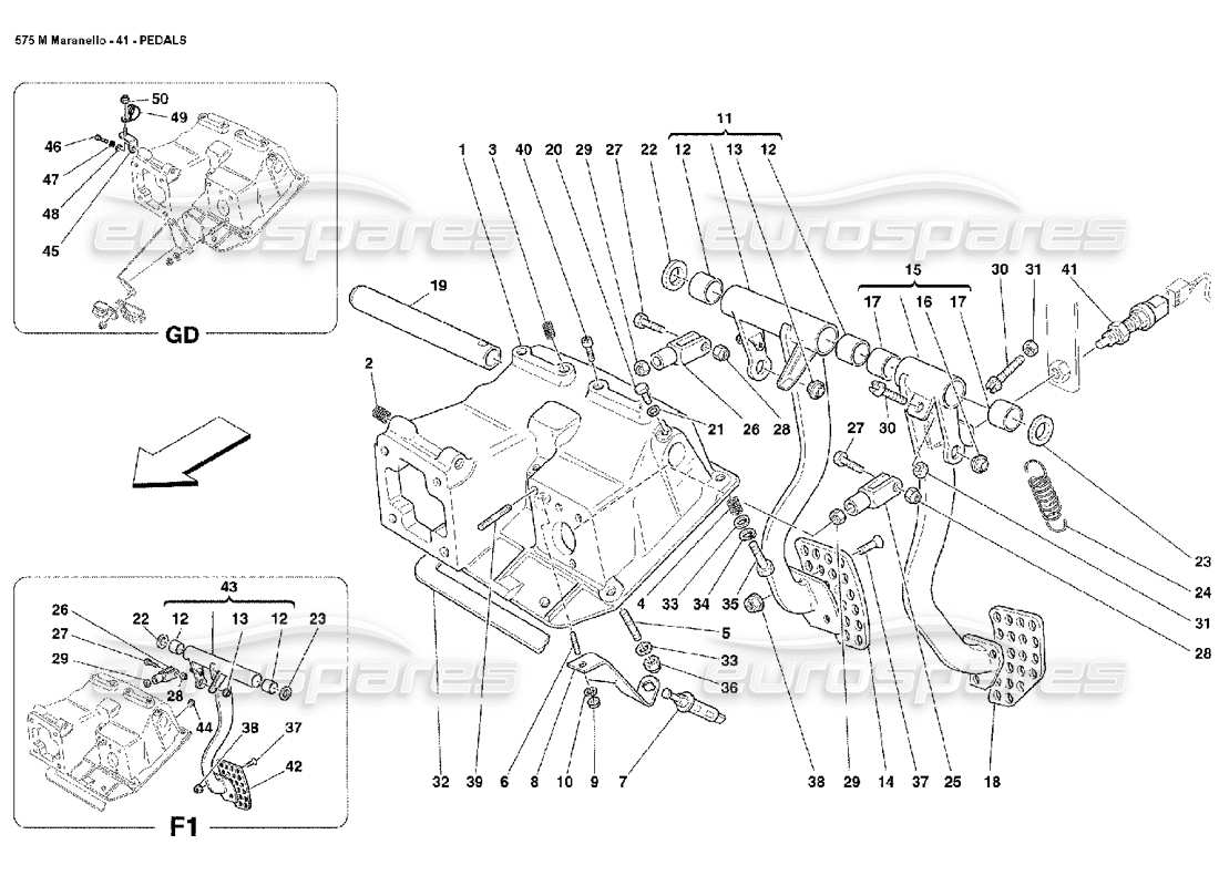 ferrari 575m maranello pedale teilediagramm