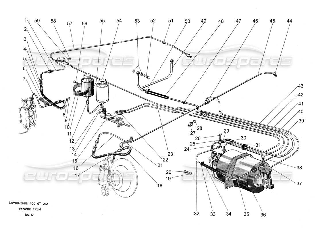 lamborghini 400 gt bremssystem teilediagramm