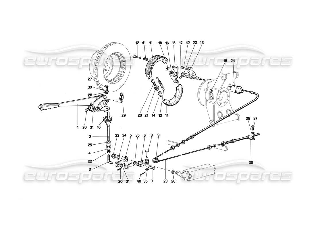 ferrari 412 (mechanical) teilediagramm der handbremssteuerung