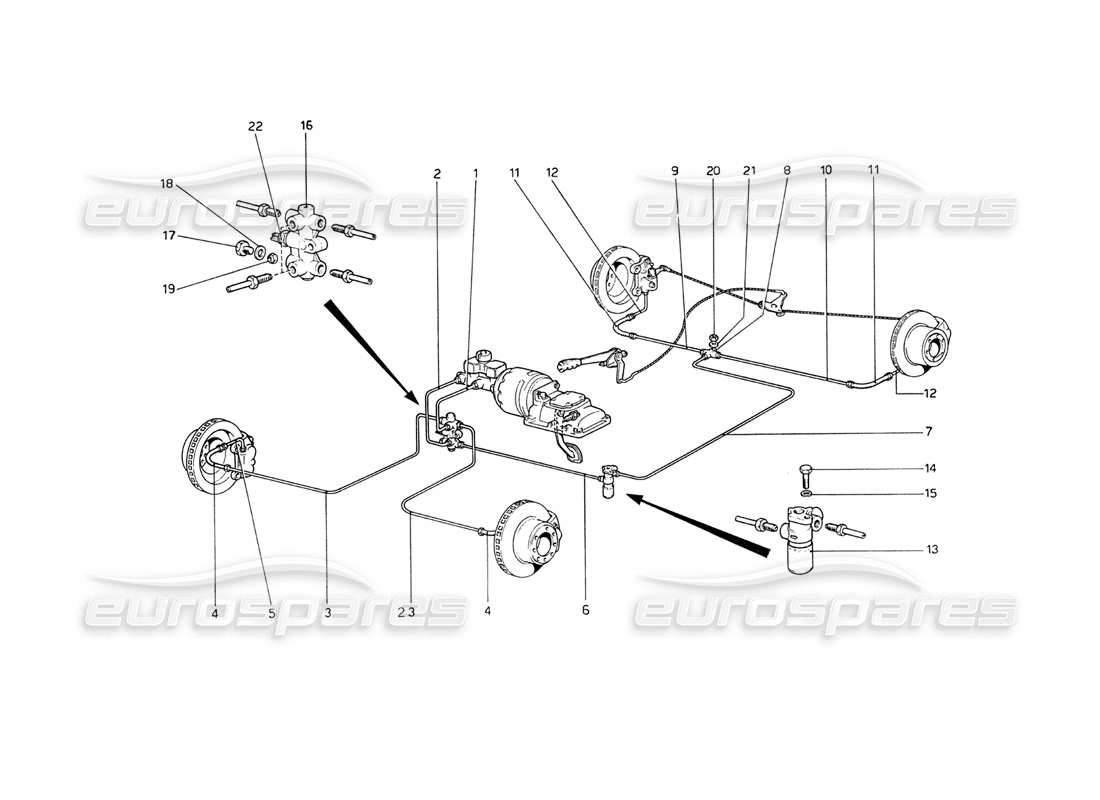 ferrari 208 gt4 dino (1975) bremssystem teilediagramm