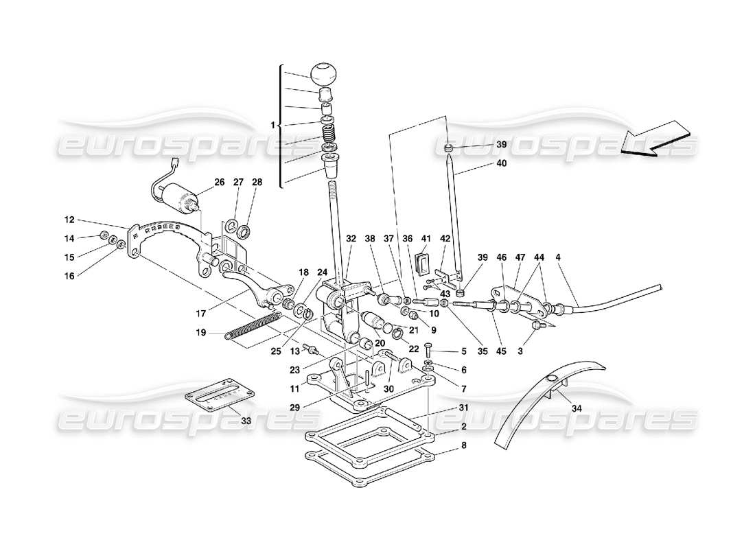 ferrari 456 gt/gta äußere getriebesteuerung - gültig für 456 gta-teilediagramm