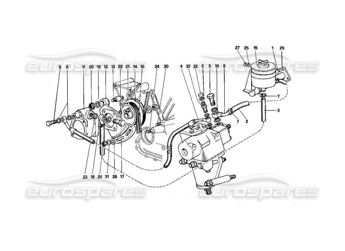 ferrari 412 (mechanical) teilediagramm des hydraulischen lenksystems