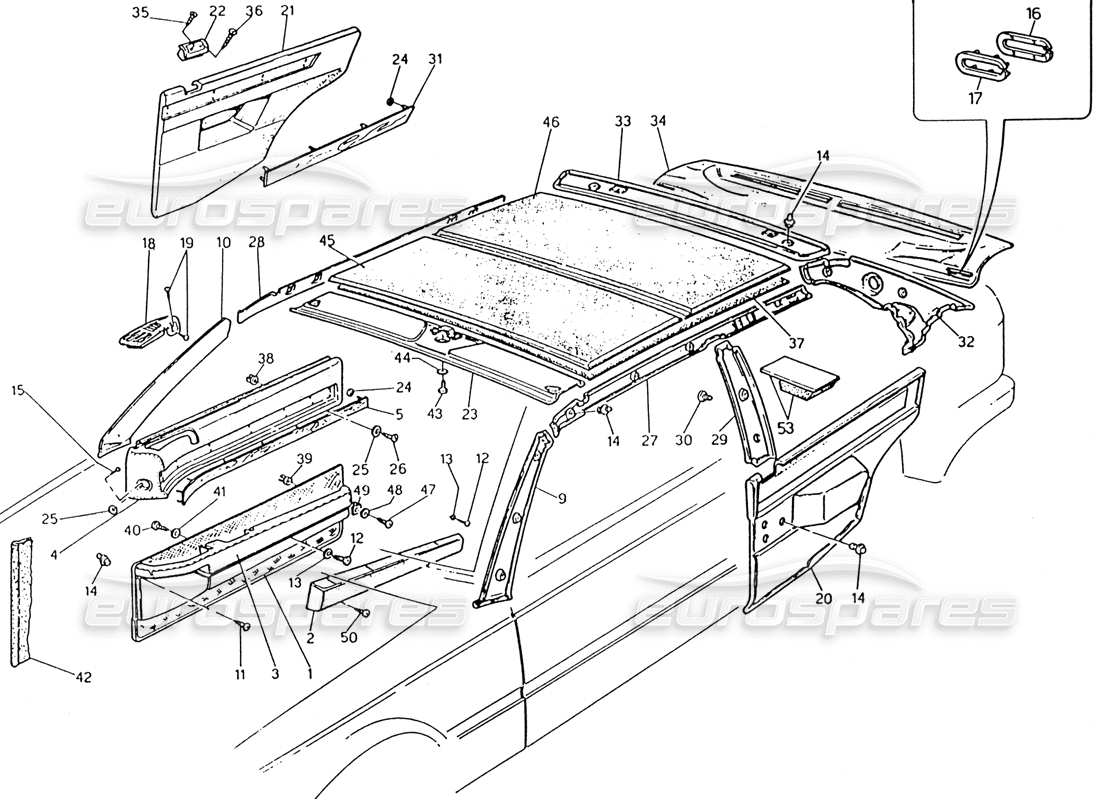 maserati 222 / 222e biturbo trim-teilediagramm