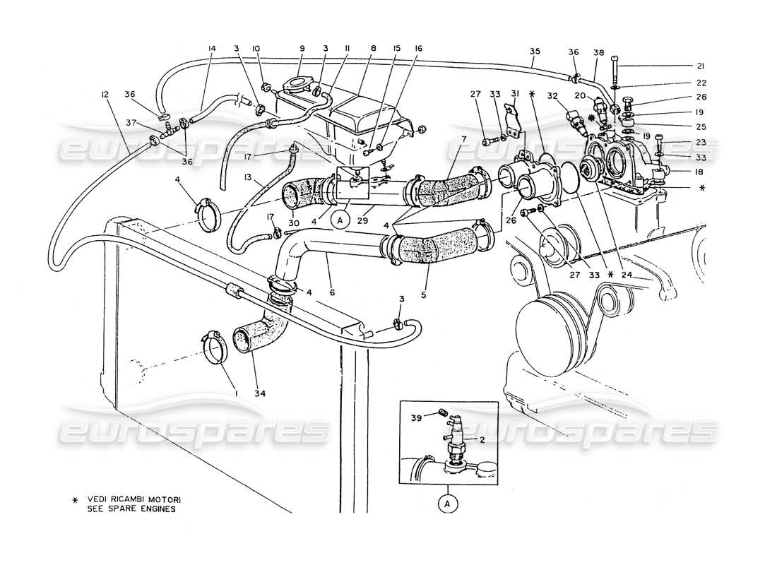 maserati ghibli 2.8 (non abs) motorkühlungsthermostat. stiefel teilediagramm